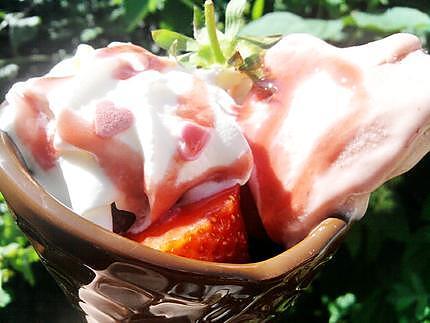 recette Cornet d'amour tout de fraise vétu