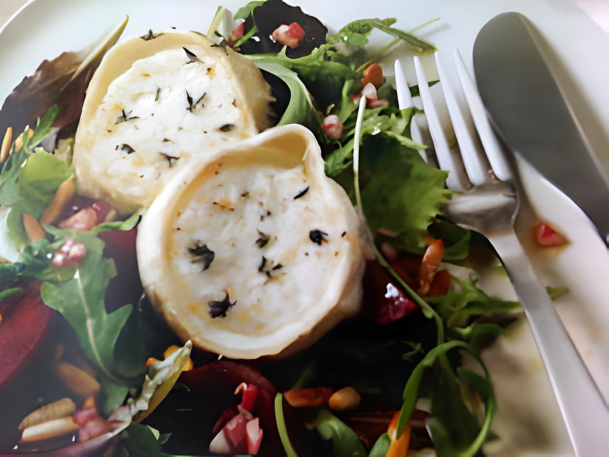 recette Salade de chèvres chaud