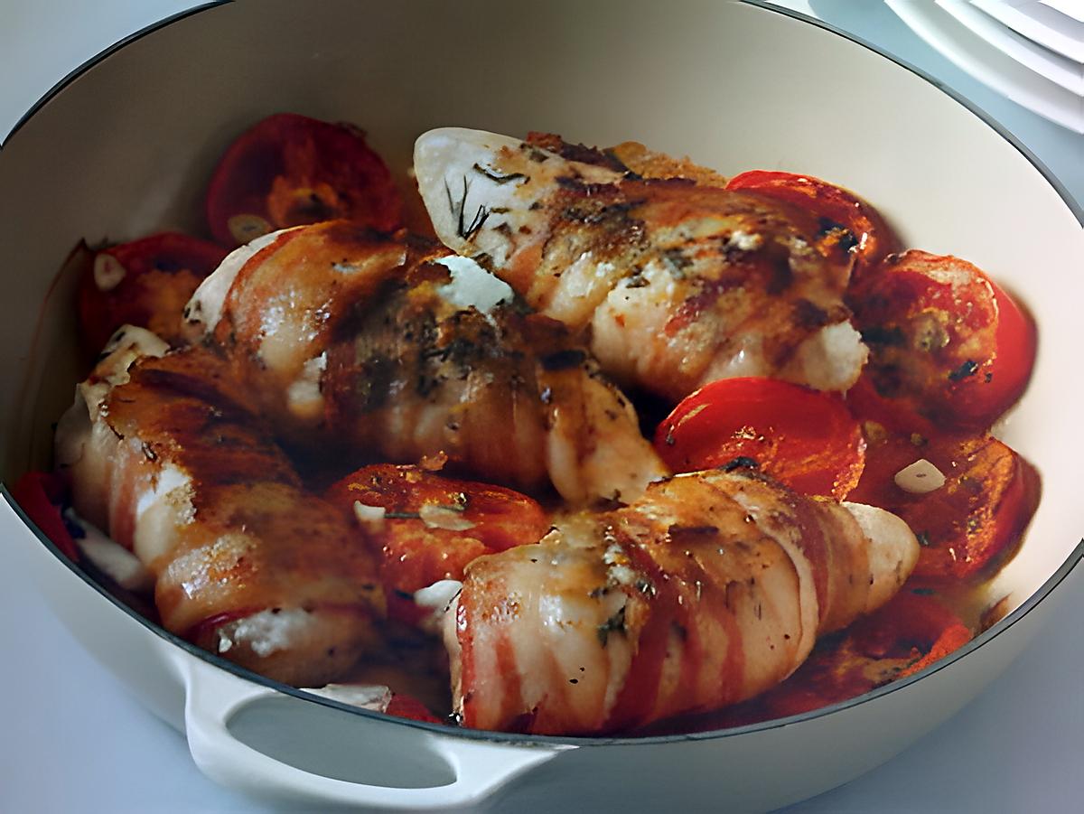 recette Poulet fourré avec tomate et roquette