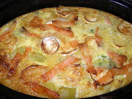 recette clafoutis pomme de terre,courgette,saumon,chevre