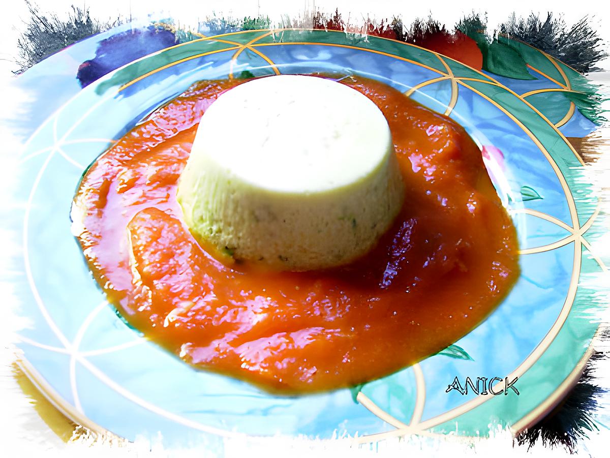 recette Flans de courgettes sur coulis de tomate