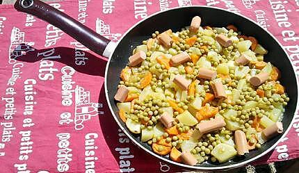 recette Poelée de pommes de terre au petit pois carottes