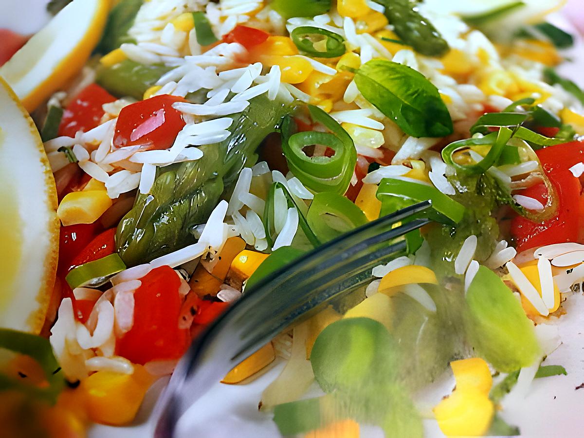 recette Salade de riz aux asperges et maïs