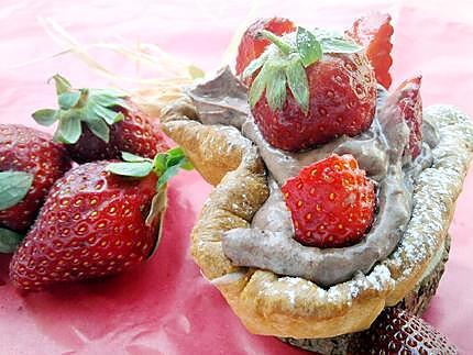 recette Tartelette coeur d'amour à la créme de mascarpone chocolaté et fraises
