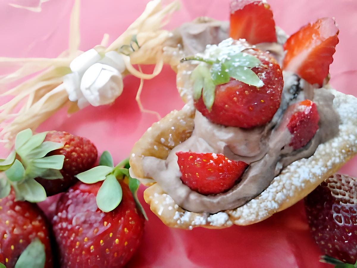 recette Tartelette coeur d'amour à la créme de mascarpone chocolaté et fraises