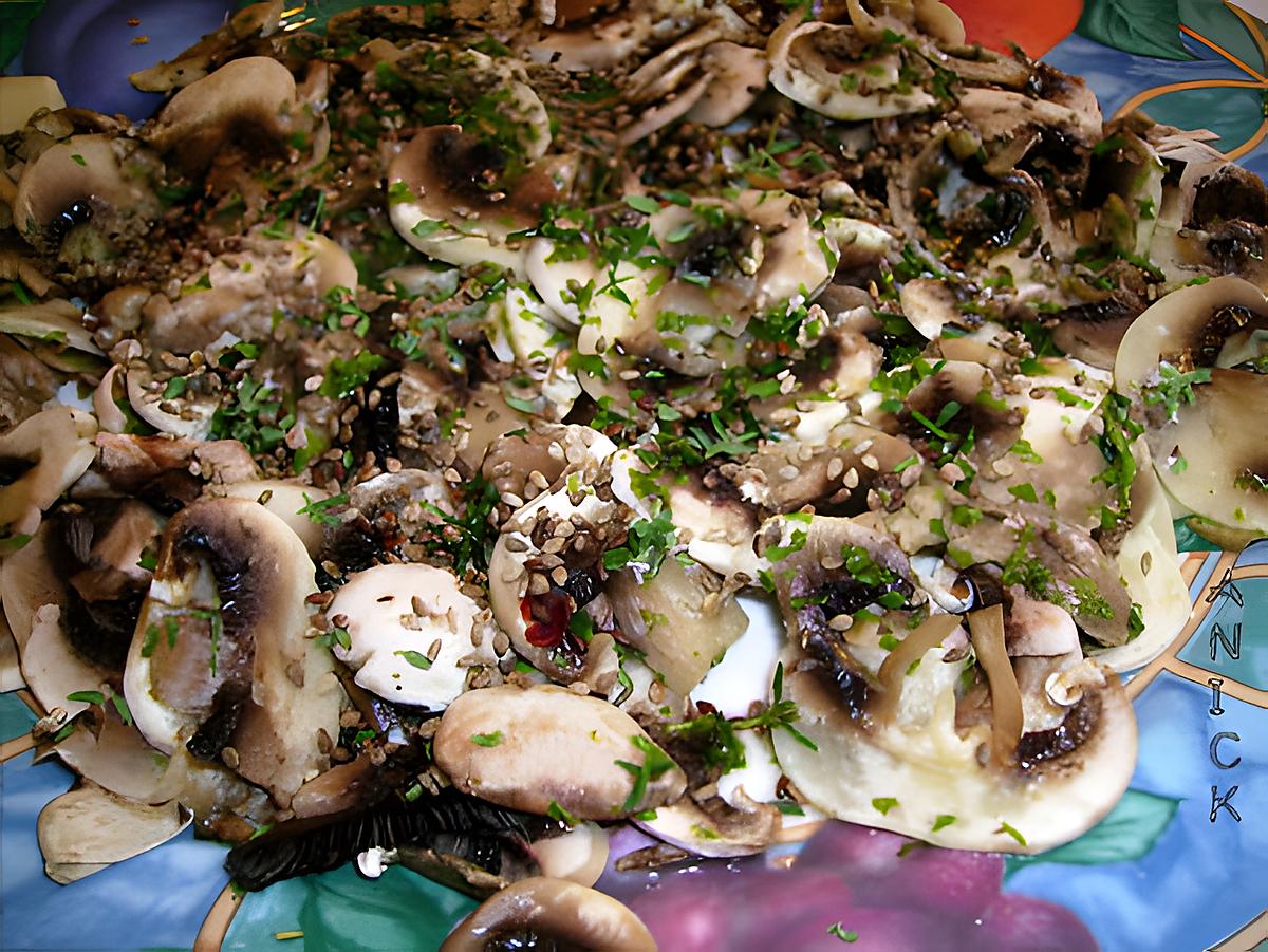 recette Salade de champignons crus au sésame