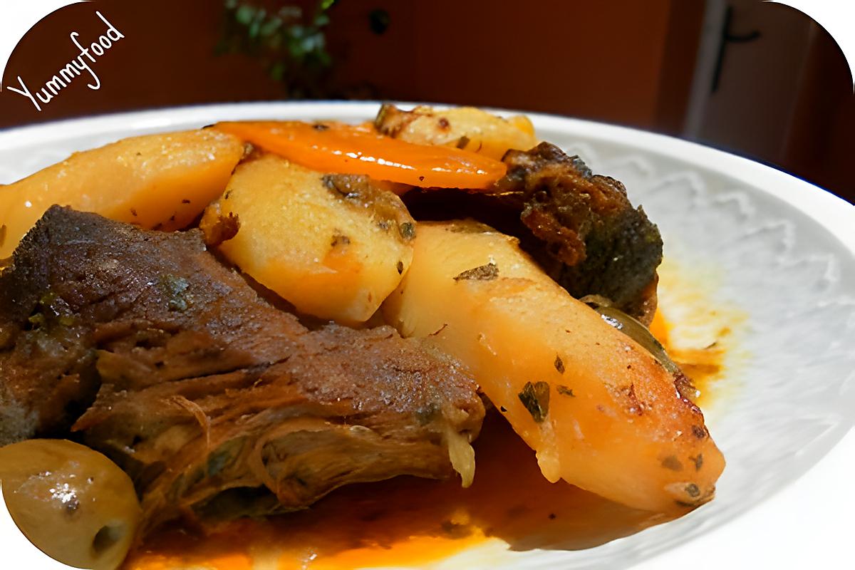 recette Tajine de viande M'chermel aux pommes de terre