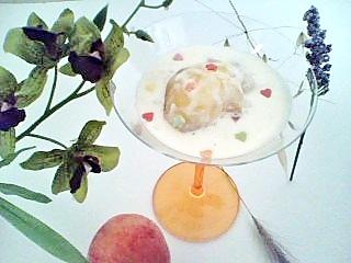 recette Ile flottante sur coulis de peche