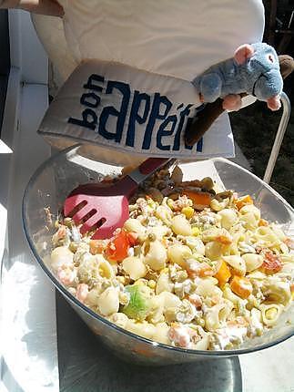 recette Salade de pates pipe rigate composé à la macédoine de legumes