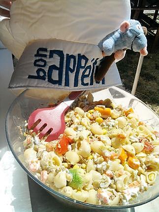 recette Salade de pates pipe rigate composé à la macédoine de legumes