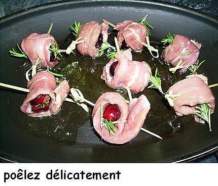 recette Roulés d’aiguillettes de canard gras à la cerise