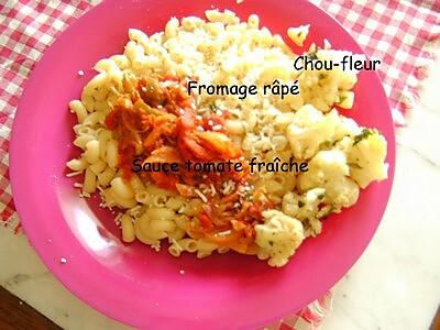 recette Pâtes au chou-fleur et sauce tomate fraîche