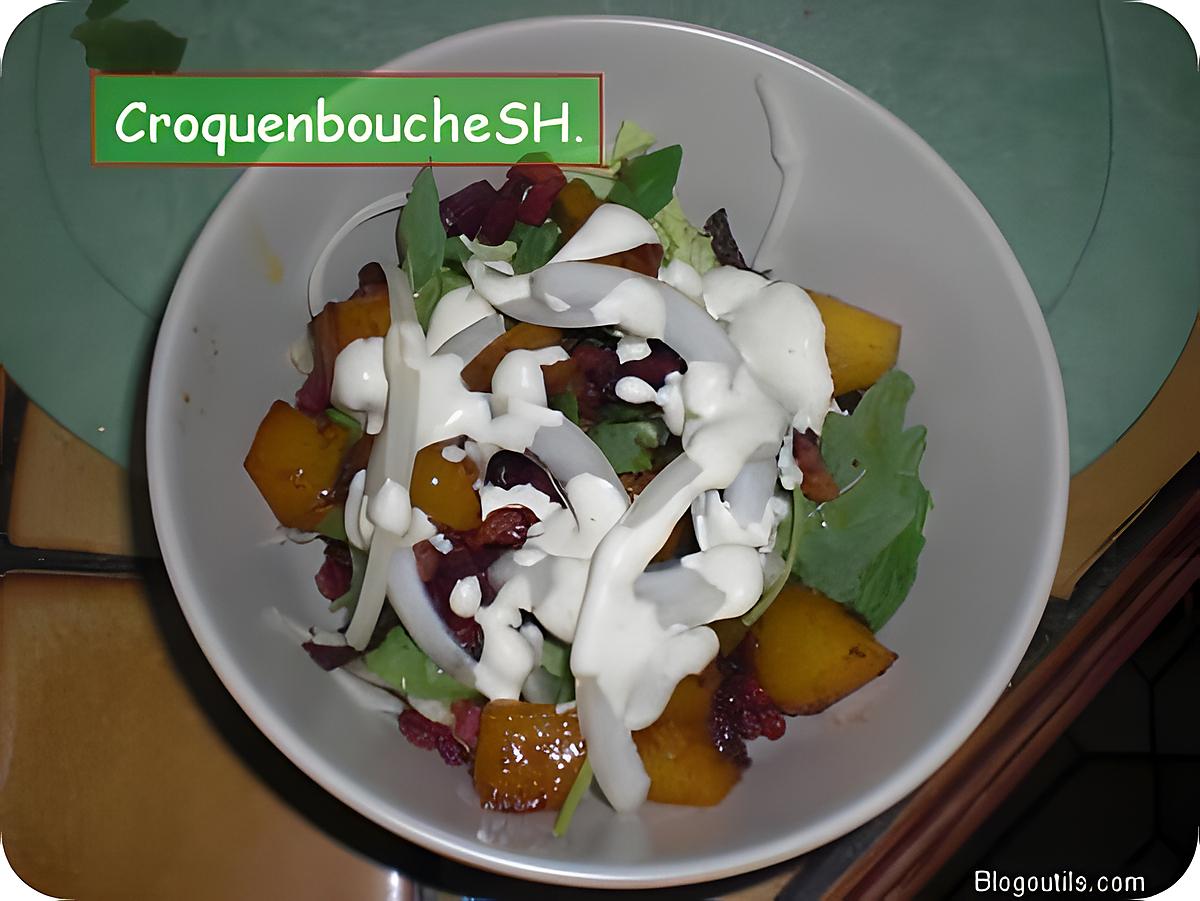 recette Salade tiède aux lardons et à la mangue