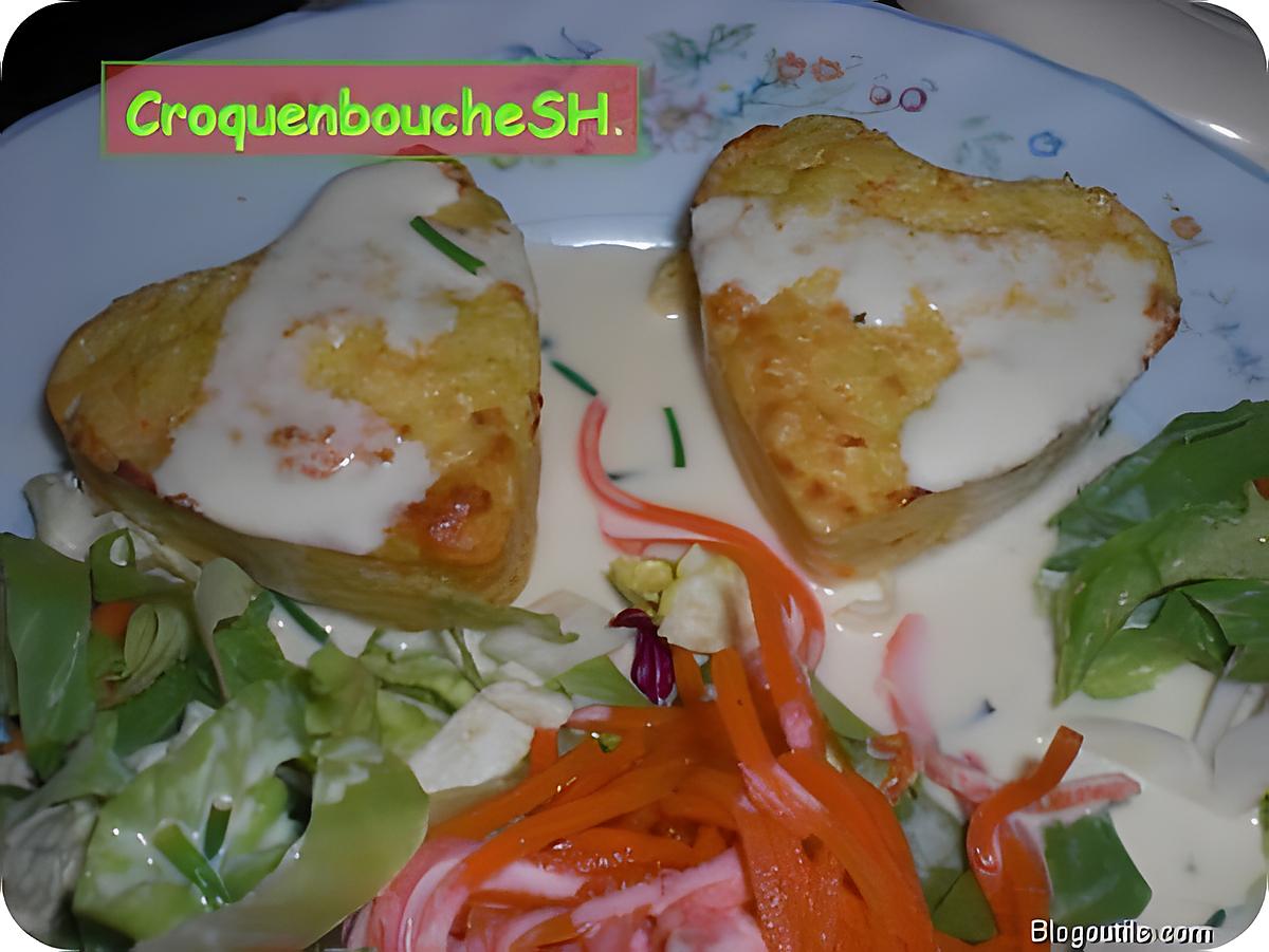 recette Petits coeurs au surimi, poireaux et sa sauce citronnée moutarde