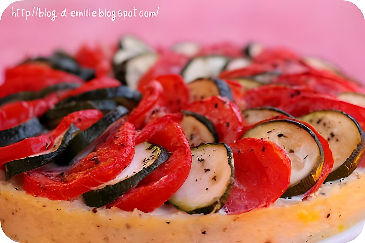 recette Tarte tomates courgettes sur croute de riz