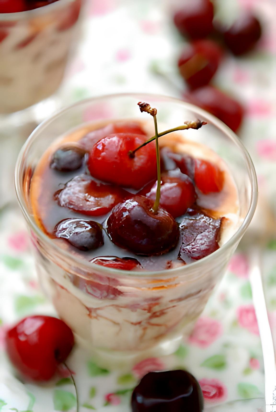 recette Riz au lait de cerises pochées au Banyuls