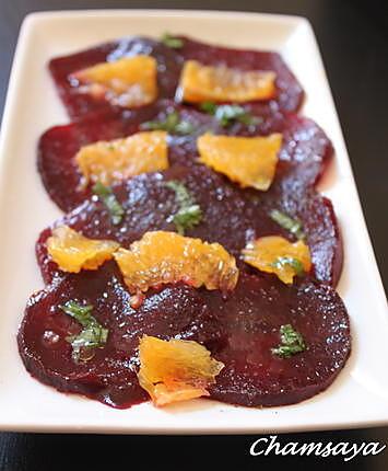 recette Carpaccio de betteraves et d'orangas