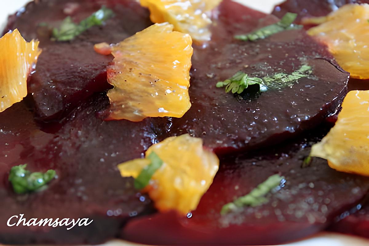 recette Carpaccio de betteraves et d'orangas