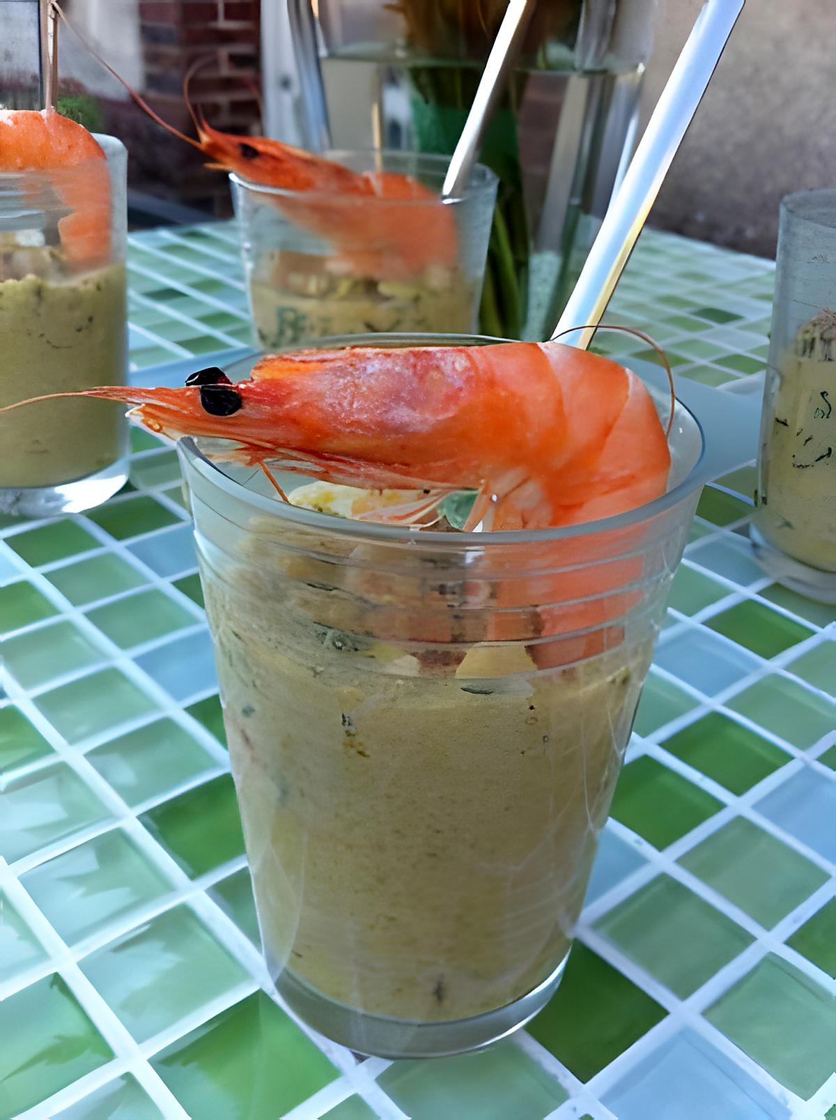 recette Verrine de houmous aux crevettes thai