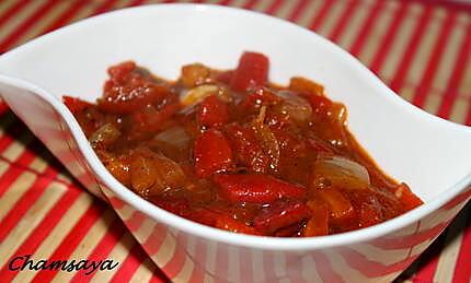 recette Salade chaude de poivrons rouges et tomates