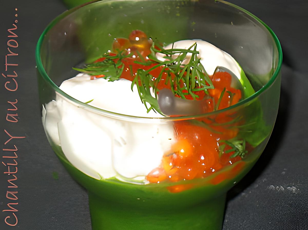 recette purée de cresson,chantilly citronnée et oeufs de truite