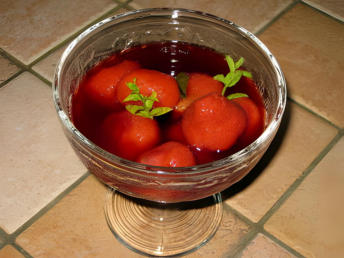 recette COUPES DE FRAISES A LA MENTHE.