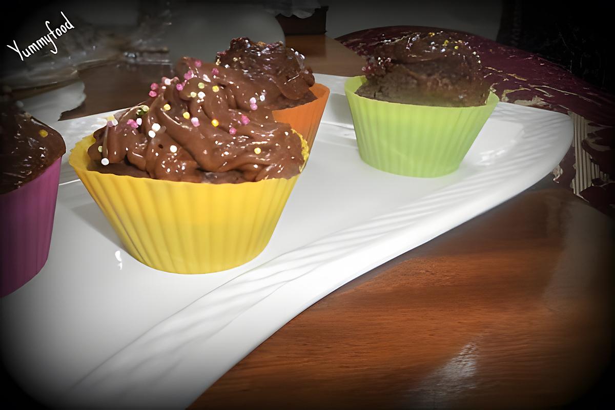 recette Cupcake au chocolat noir corsé coeur aux mirabelles