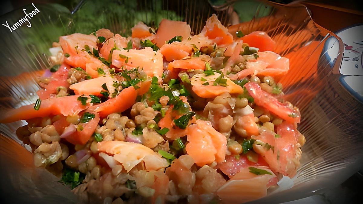 recette Salade aux lentilles et saumon fumé