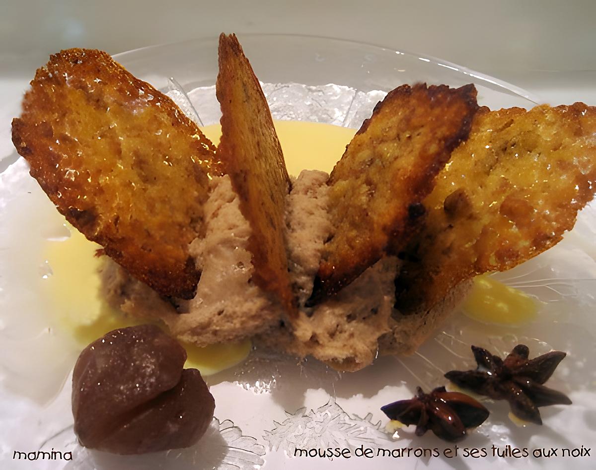 recette Mousse de marrons et ses tuiles aux noix