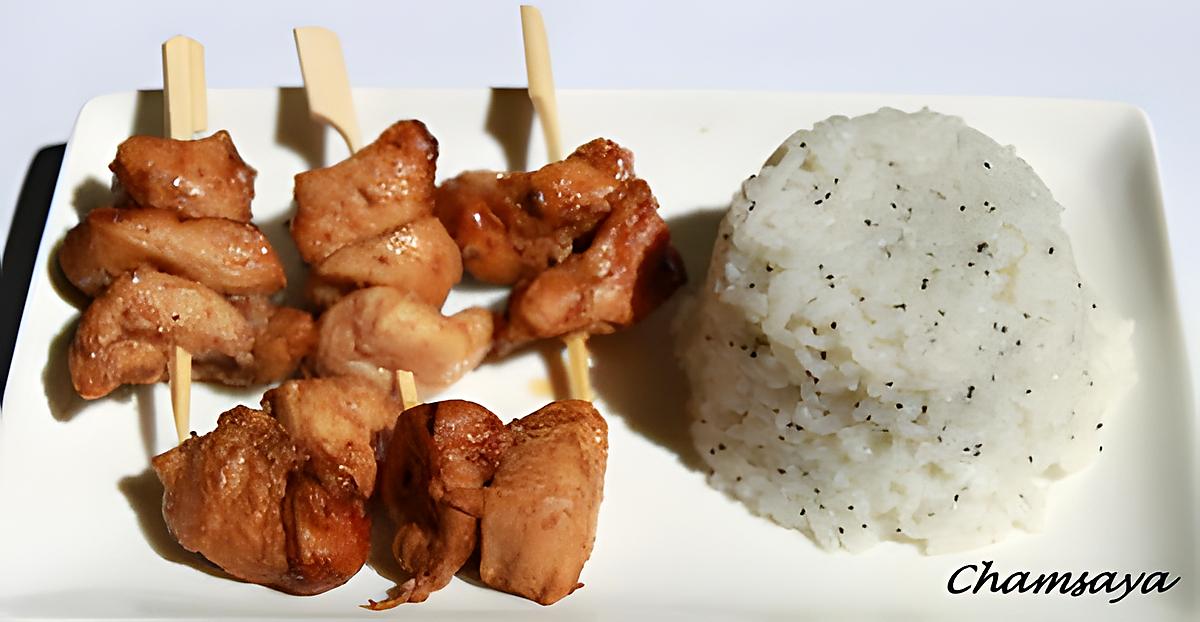 recette Poulet yakitori et son riz aux graines de pavot