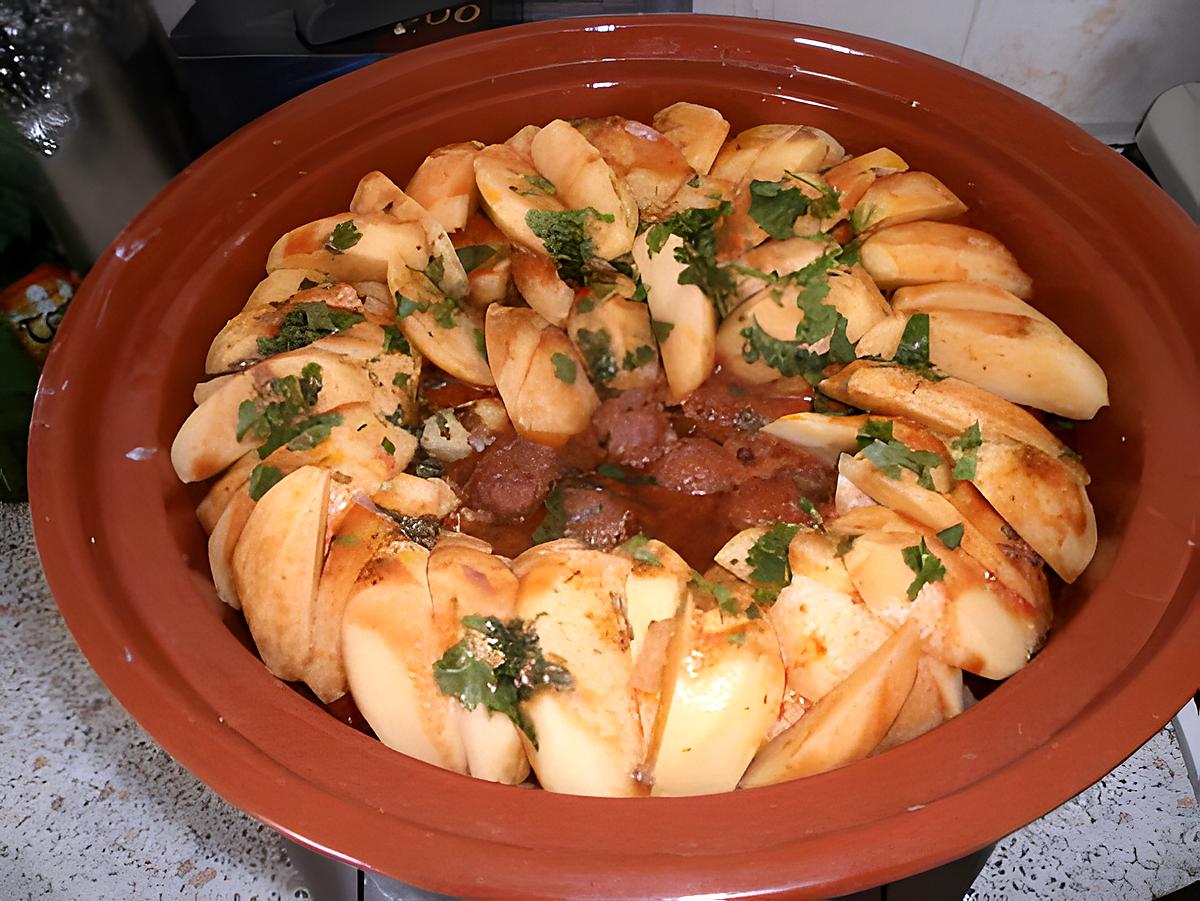 recette tajine de pomme de terre,boulette et merguez