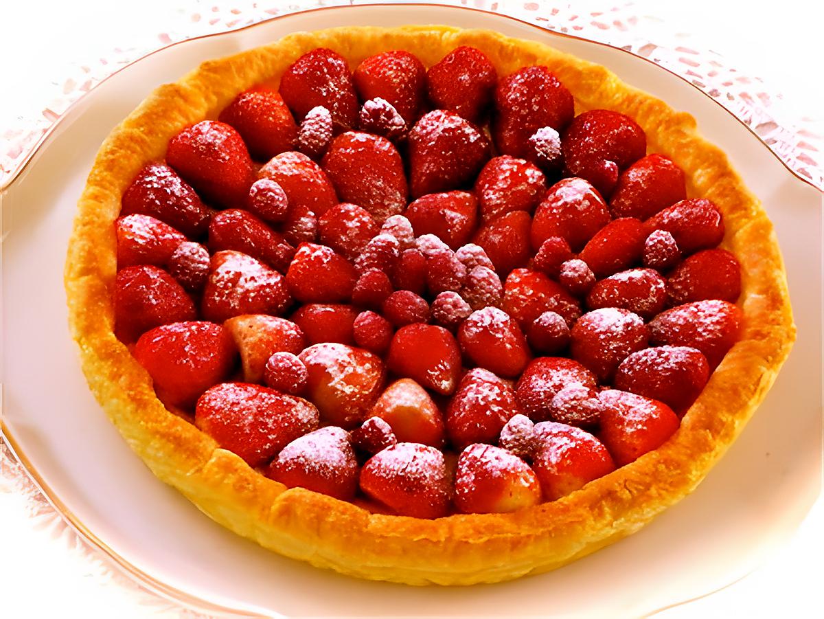 recette TARTE FRAMBOISES ET FRAISES