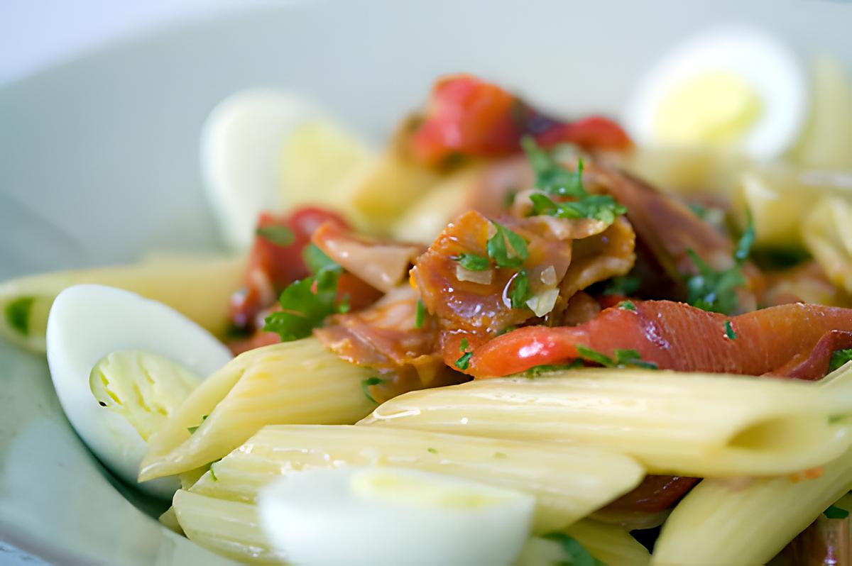 recette Salade de penne au chorizo et poivron rouge