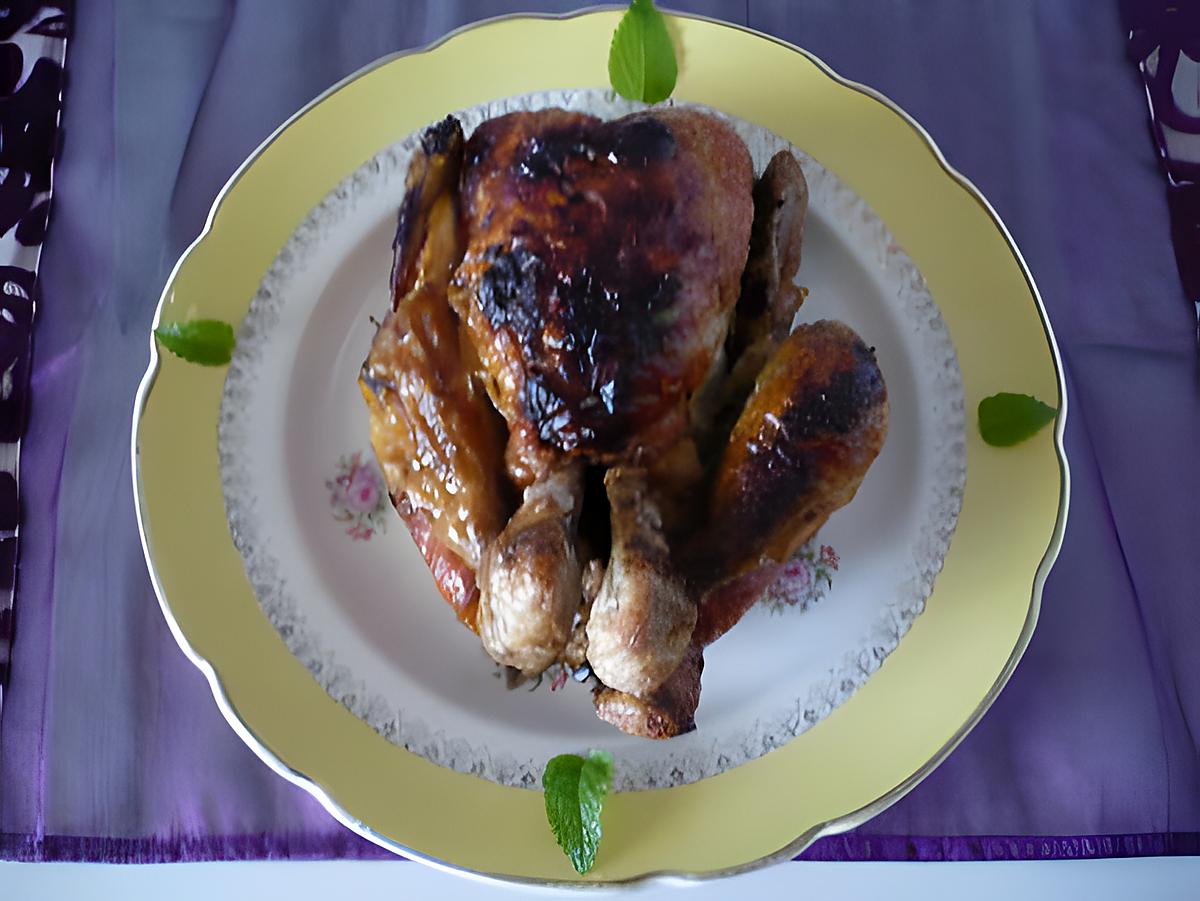 recette Poulet farci lardons/champignons