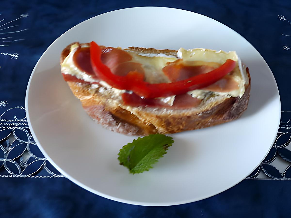 recette Tartine camembert/jambon de Bayonne