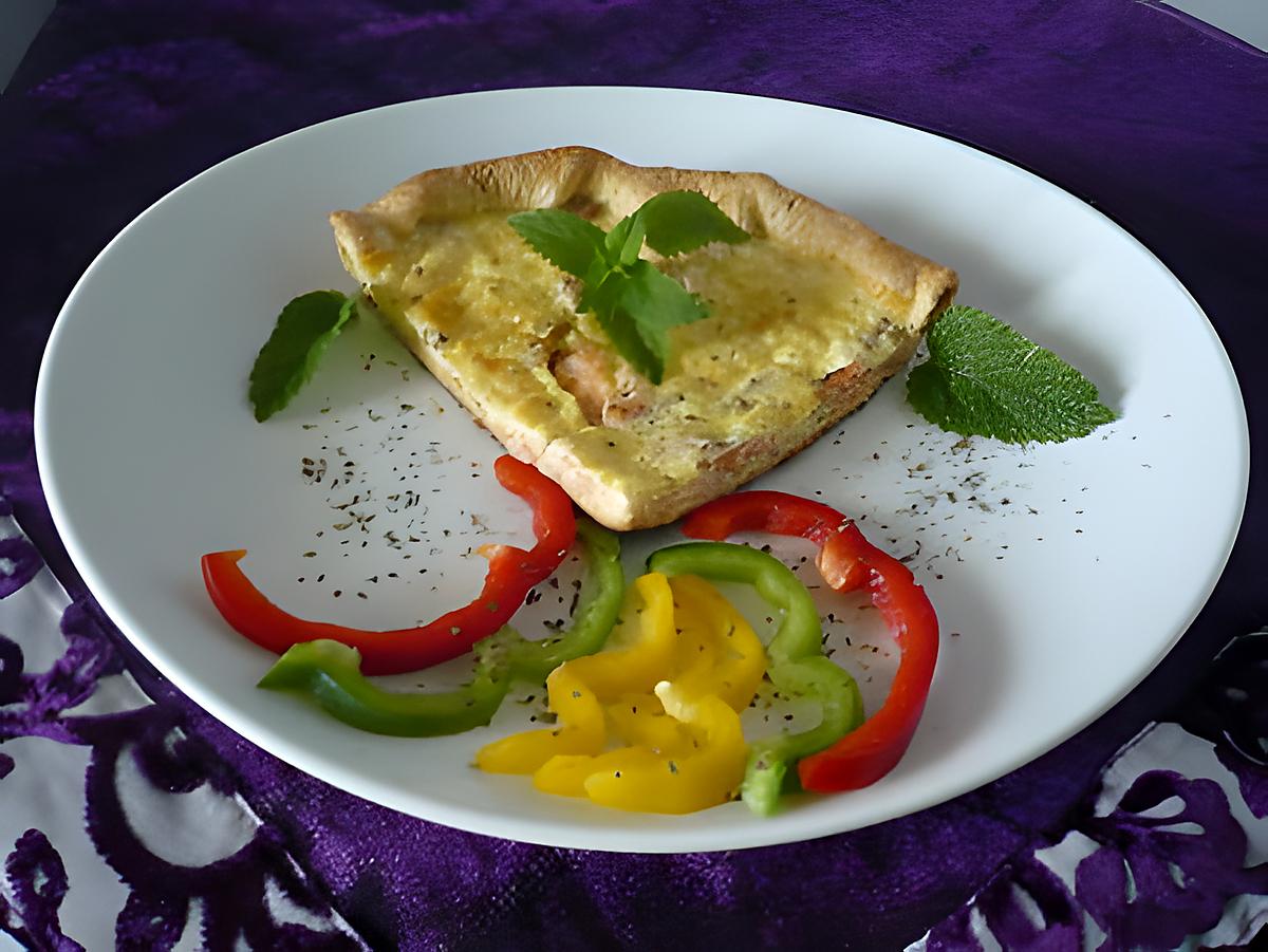 recette Quiche saumon/féta/poivrons