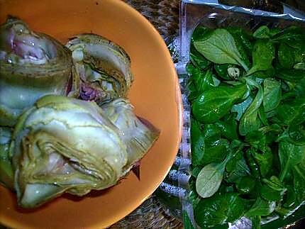 recette Salade de mâche et artichauts - pesto persil-amandes