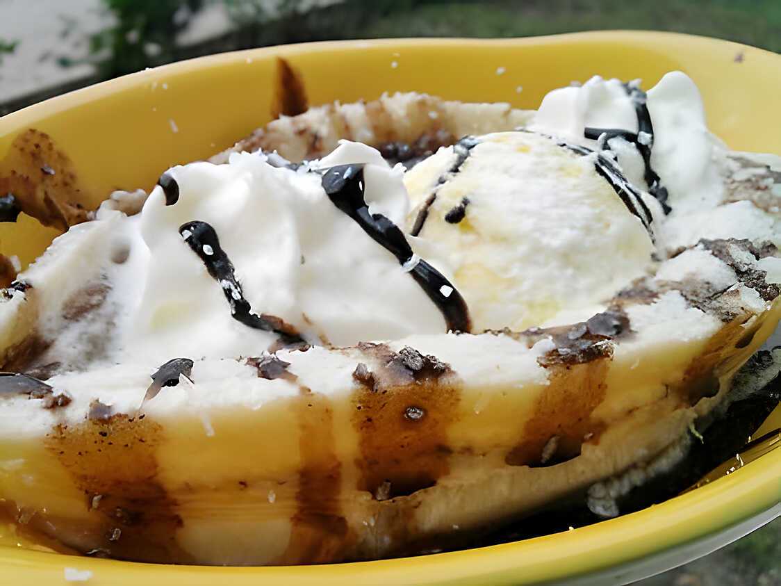 Recette de Banane chaude nutella coco chantilly express Recette de Banane chaude nutella coco chantilly express