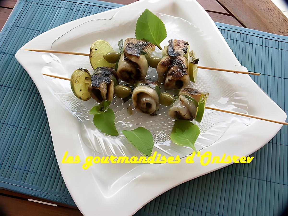 recette Brochettes de filets de julienne en tapenade