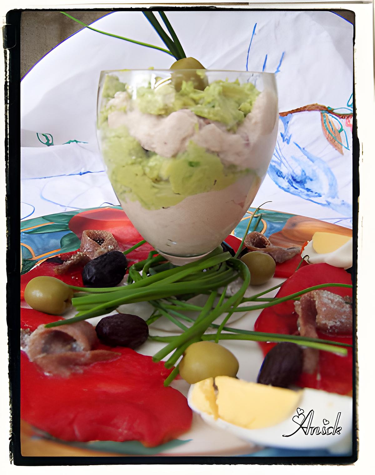 recette Verrines guacamole et rillettes de thon de Siaskas