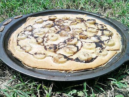 recette Pizza sucré banane noix de coco et chocolat