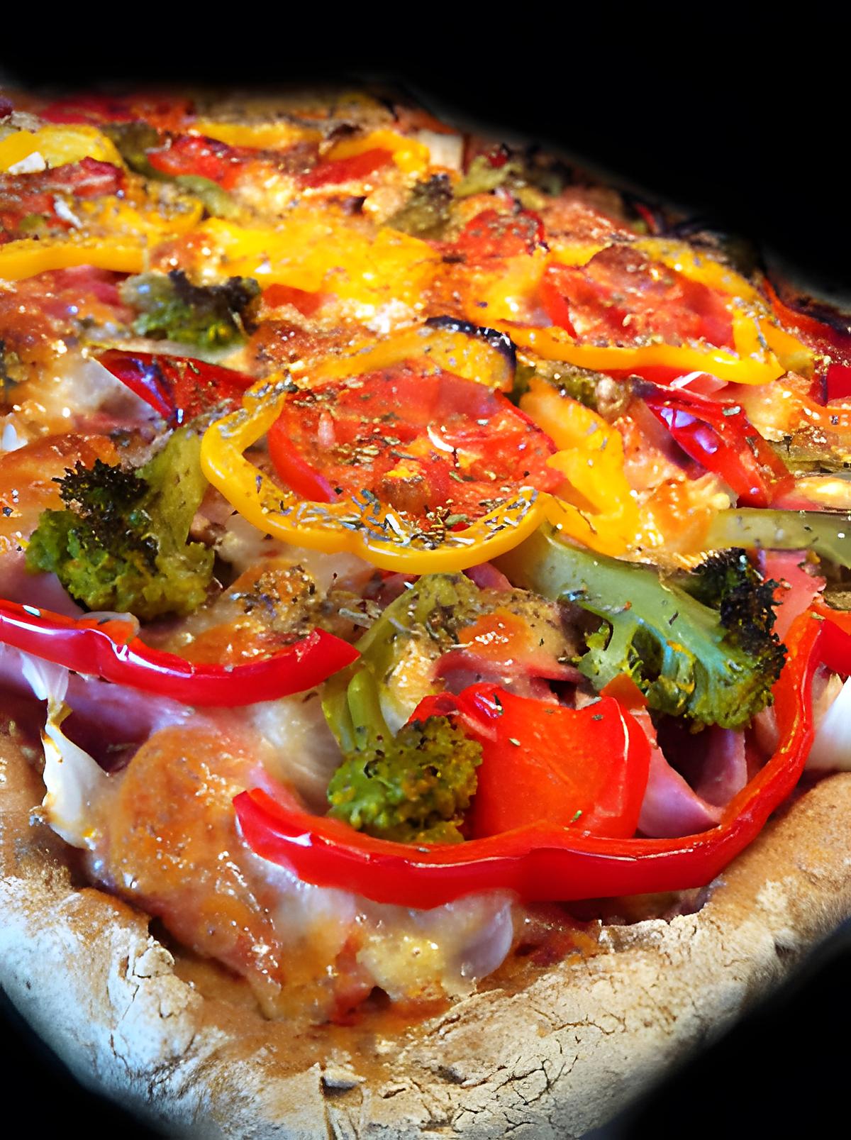 recette Pizza multicolore ! Brocolis, Jambon & Mozzarella