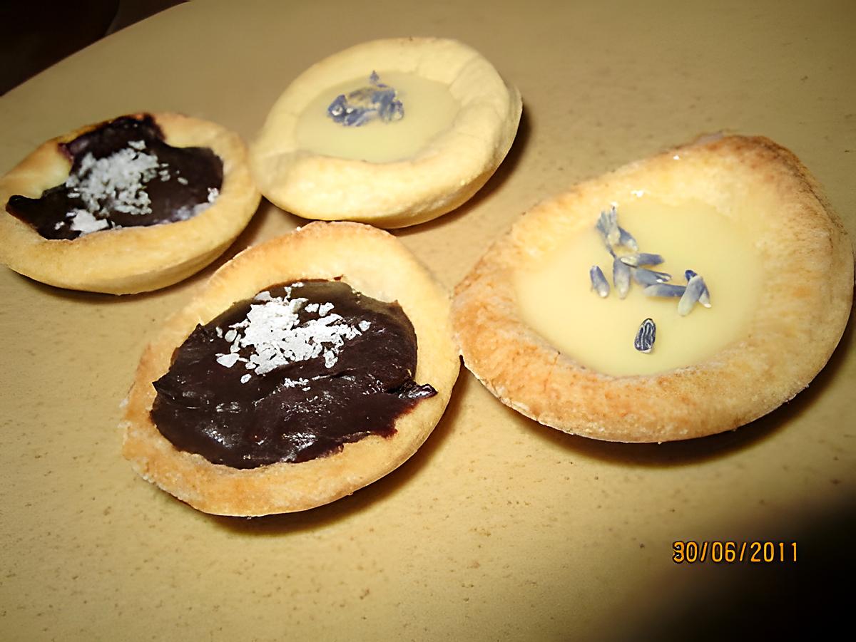 recette duo de minitartelettes chocoblanc lavande, choconoir coco