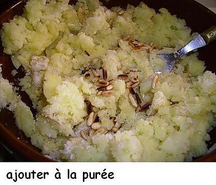 recette Purée à l’huile d’olive aux pignons et au parmesan