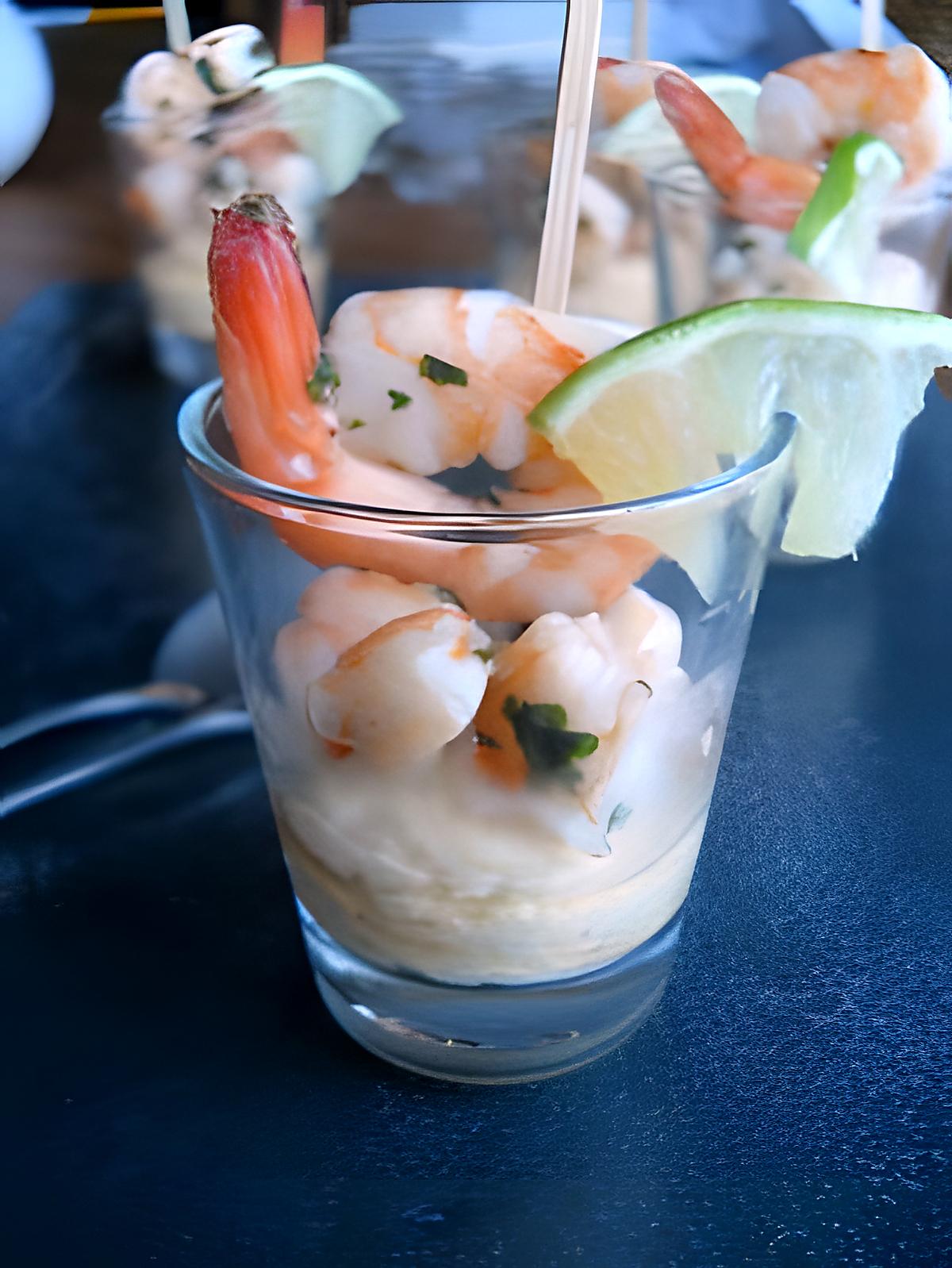 recette Purée de pois chiches, crevettes sauce thaïe