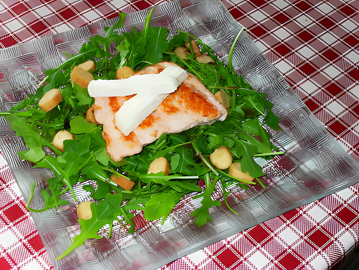 recette Queue de Saumon sur Lit de Roquette au St Marcellin