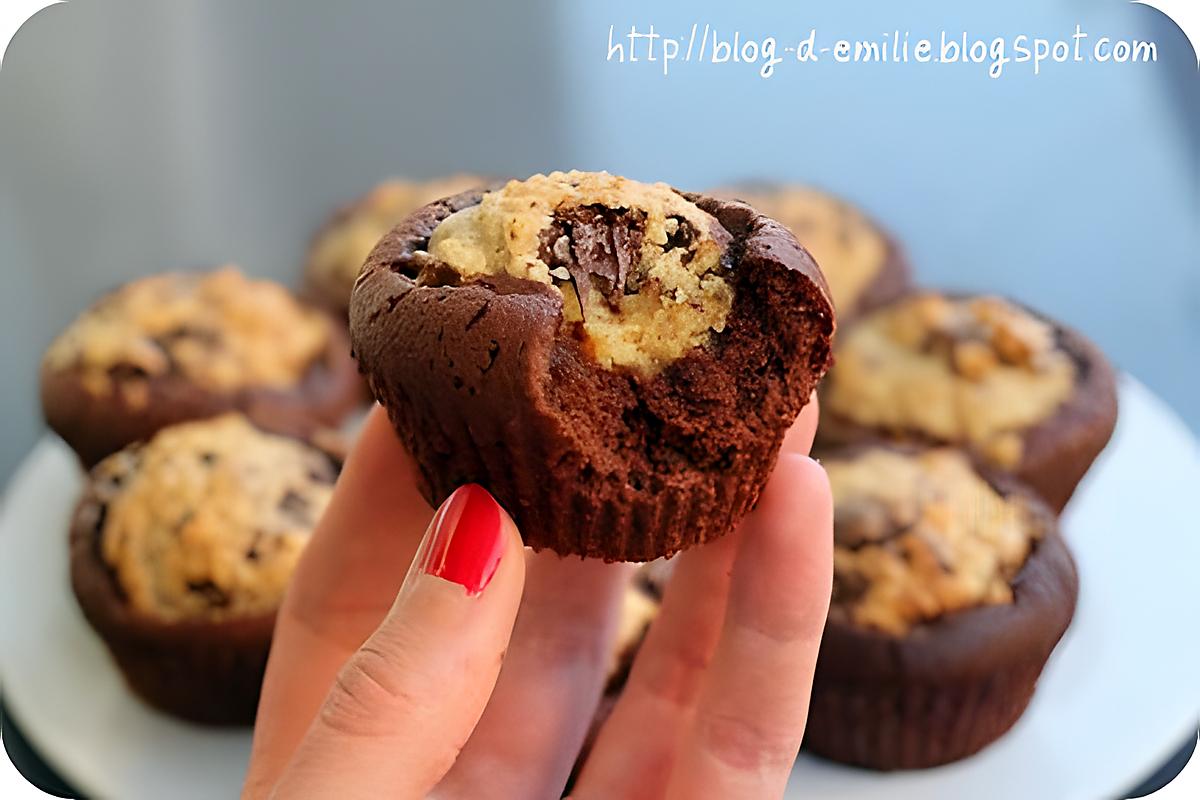 recette Muffins mi-brownie mi-cookie