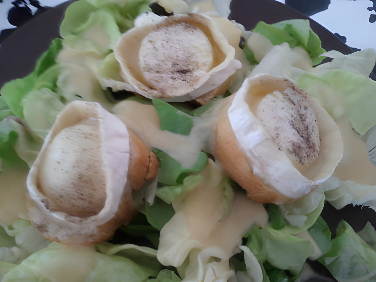 recette Petite tartinette chaude sur lit de salade