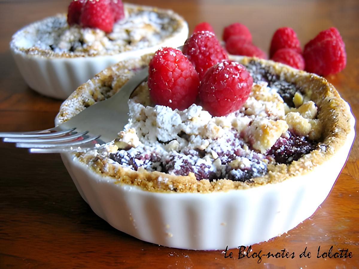 recette Tarte crumble aux framboises et aux amandes