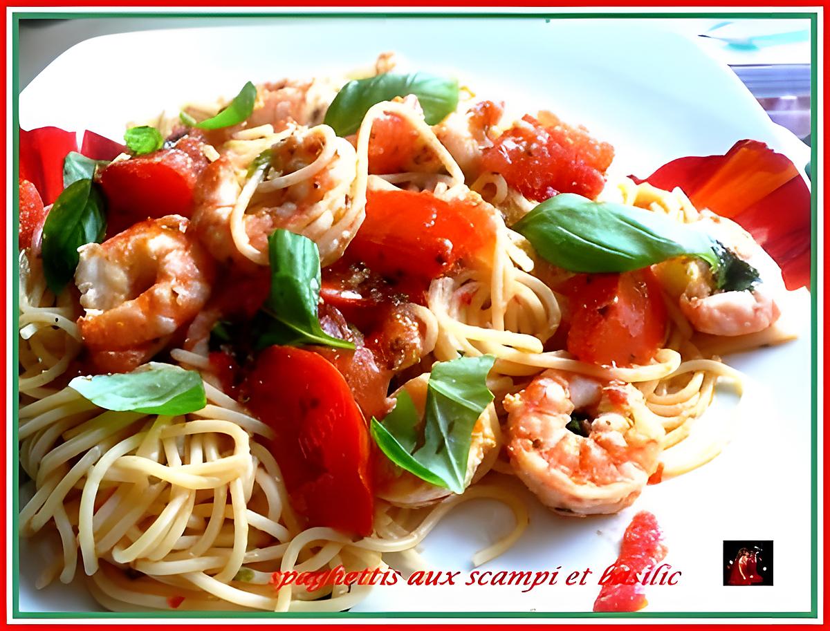 recette Spaghettis aux scampi et basilic